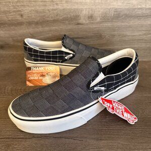 Vans Classic Slip-On Platform Woven Check Blanc de Blanc Size 10.5 Men's NWOB